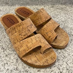 Lucca Lane Cork Wedge Heel Sandals Shoes Whitley Womens Size 7.5